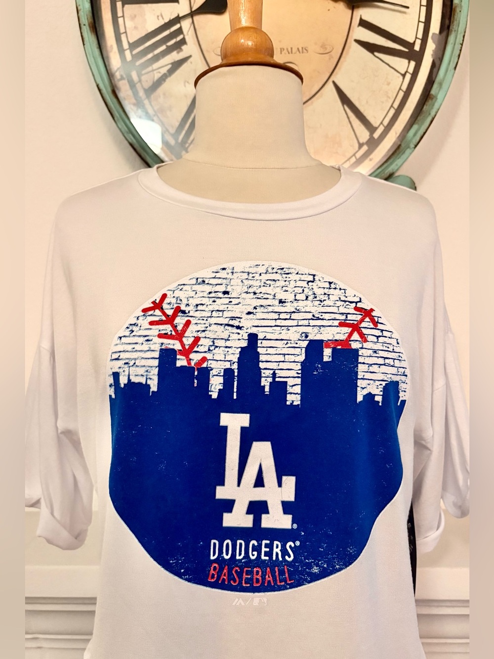 White LA Dodgers Graphic Short Sleeve Tee - Women's